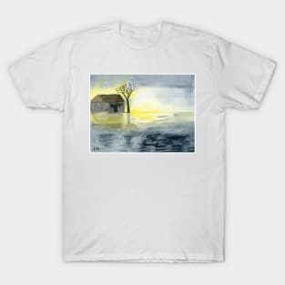 Sunrise at the Lake Watercolor Painting Art Print Fine Art Print from Watercolor Painting Watercolor Wall art T-Shirt